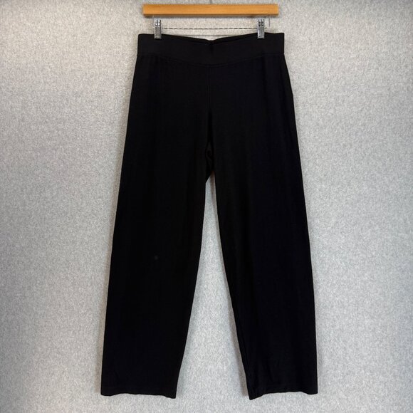 Eileen Fisher Womens Black Pull On Pants Elastic Waist Petite Viscose‎ Medium PM - Picture 1 of 13